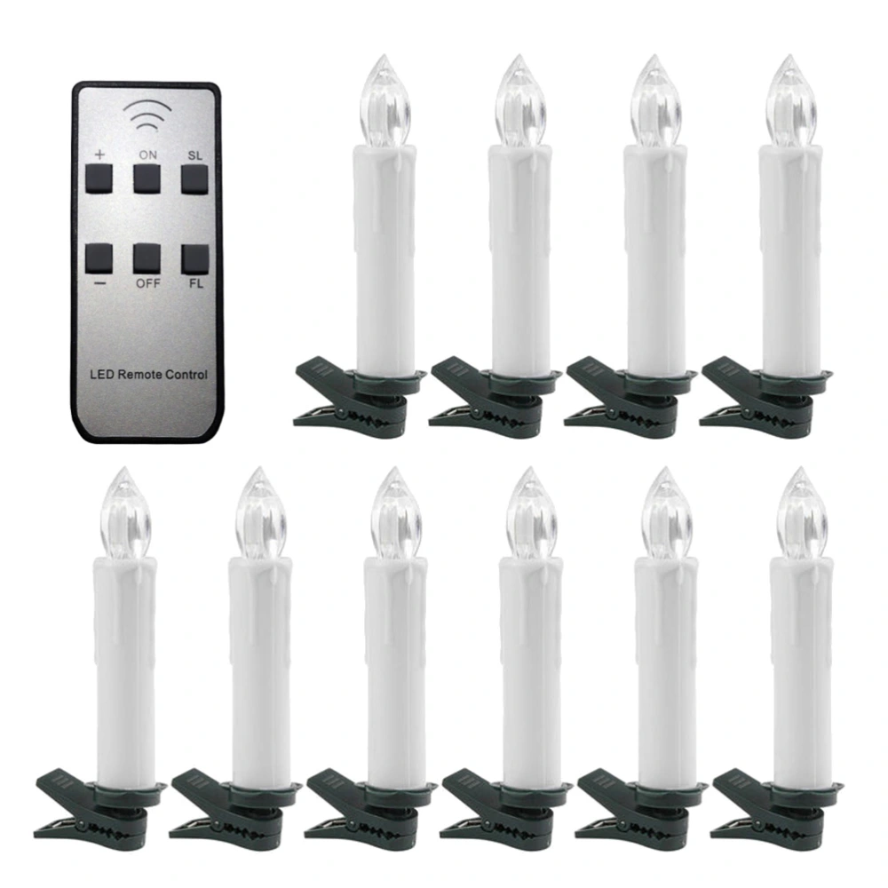 LED Christmas Candle with Clip Flameless Candle Lights Kit Party Decor for Window Christmas Tree Garden (10 Candles and 1 Remote Control)