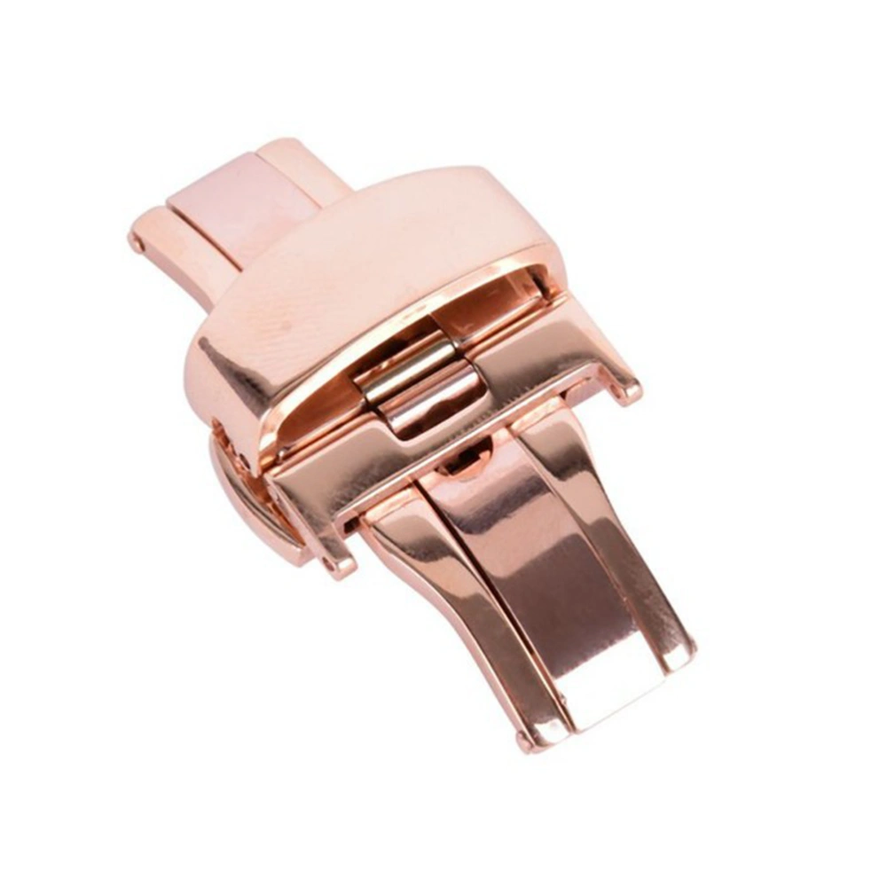 Stainless Steel Watch Buckle Double Push Button Deployment Clasp For Watch Band Strap 18MM (Rose Gold)