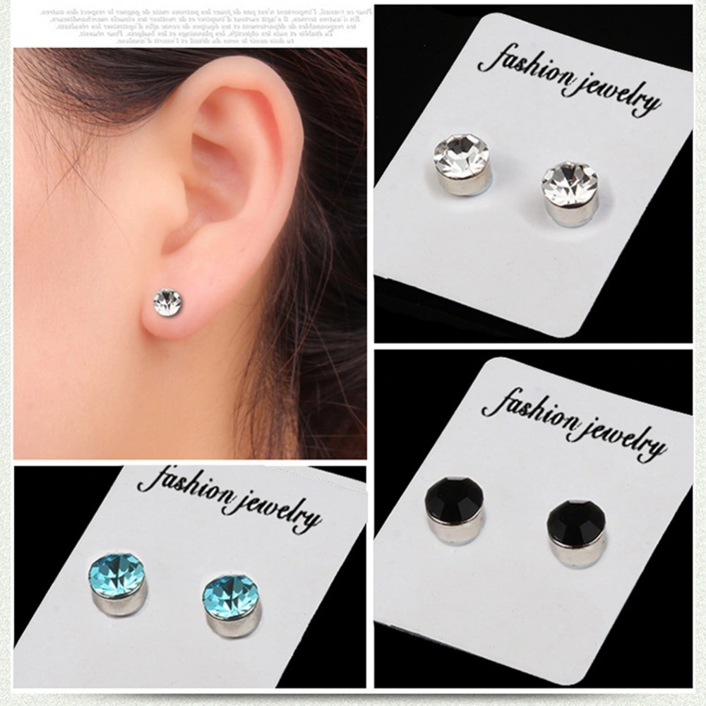 1pair Magnet Colorful Diamond Stud Earring Slimming Weight Loss Anti Cellulite for Men Women Health Care Iron Ear Nail Products(Black)