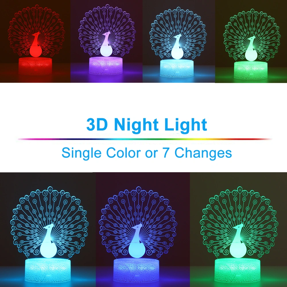 Shaped Night Light Colorful Touch Lamp 3D Vision Lamp (No Battery)