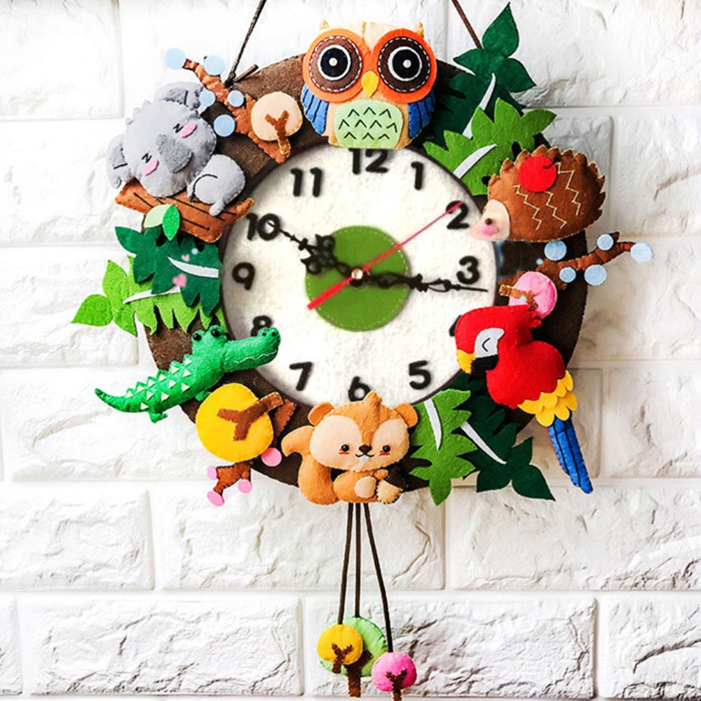 1PC Manual DIY Cloth Art Material Kit Free Clipping Wall Clock Accessories Fun Forest Wall Clock Non-woven Fabric Wall Clock Not Battery