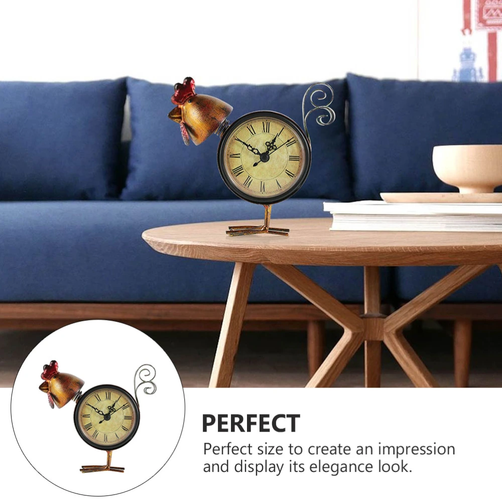 Creative Chicken Design Clock Iron Art Clock Home Decor (Brown, without Battery)