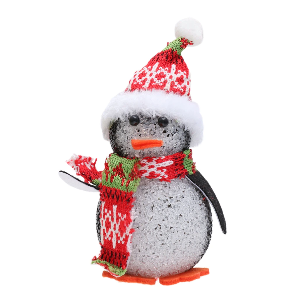 Christmas LED Glowing Penguin Desktop Night Light Crystal Lamp Luminous Colorful Toy for Showcase Decoration Bar