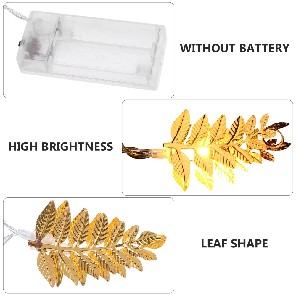 1Pc Metal Golden Leaf Shape Lights String Lamp Party Decoration Without Battery