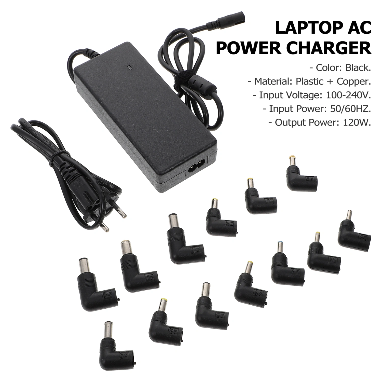 1 Set Universal Laptop Power Adapter 120W Adapter Charger Replacement EU Plug