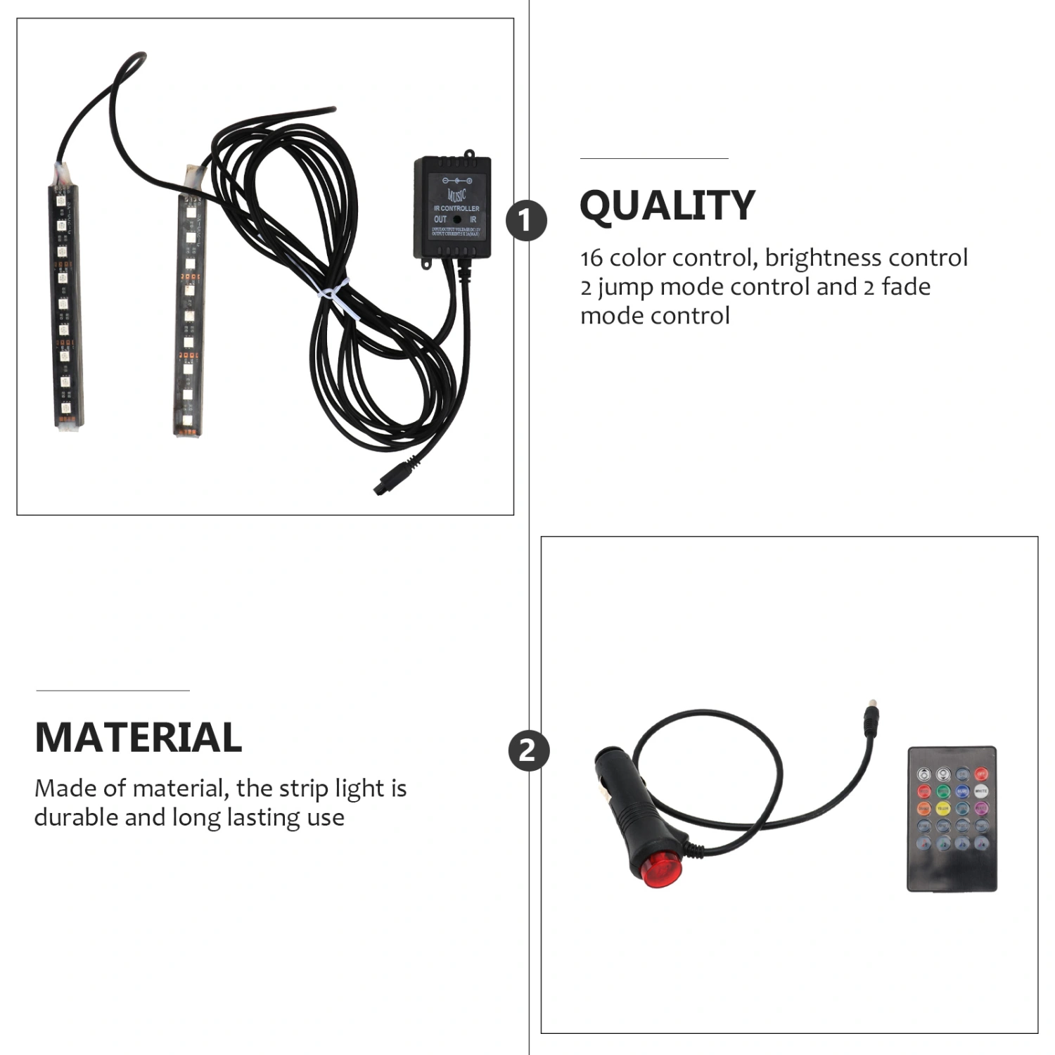 Car Interior Atmosphere Neon Lights Lamps Strip 18 LED Wireless IR (Black)