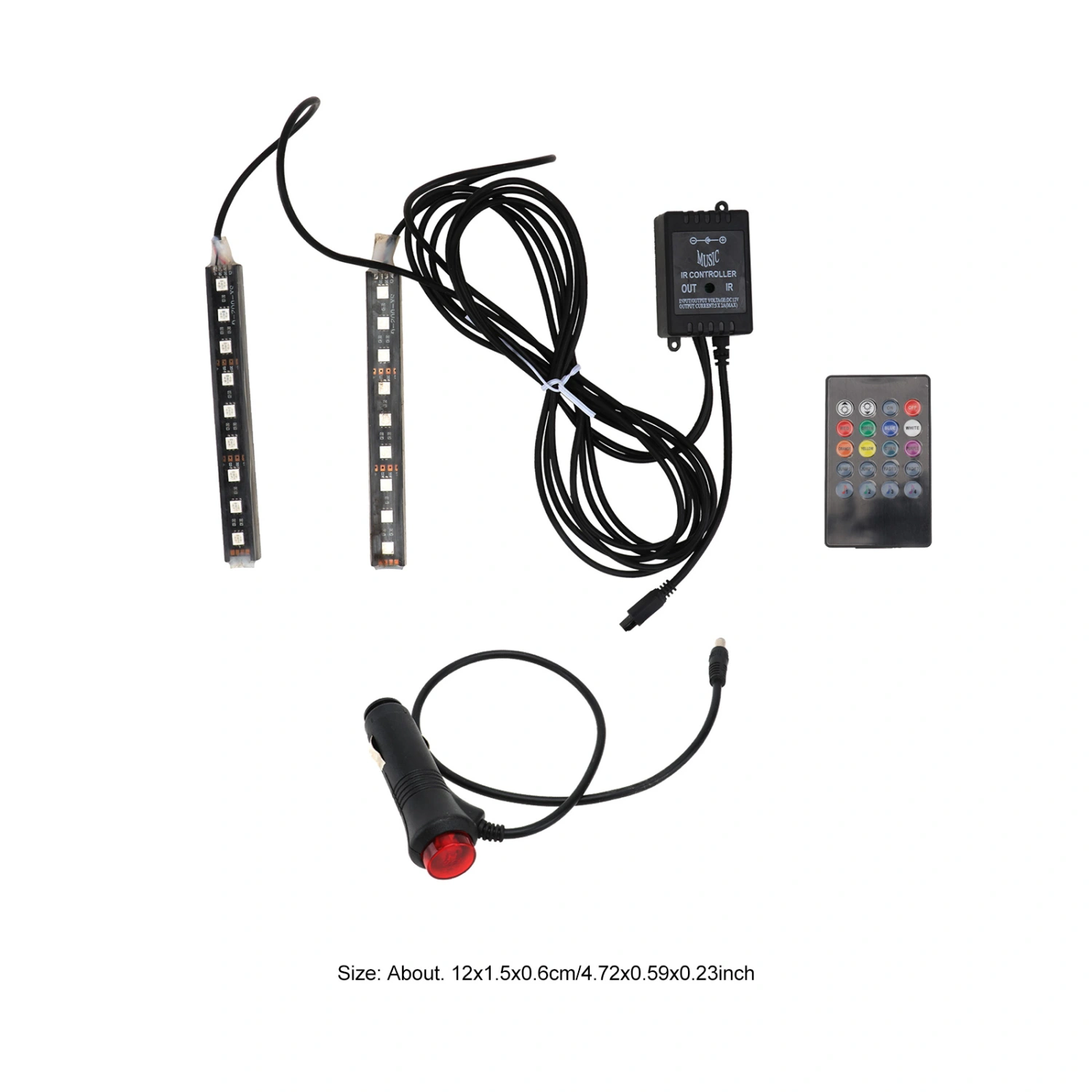 Car Interior Atmosphere Neon Lights Lamps Strip 18 LED Wireless IR (Black)