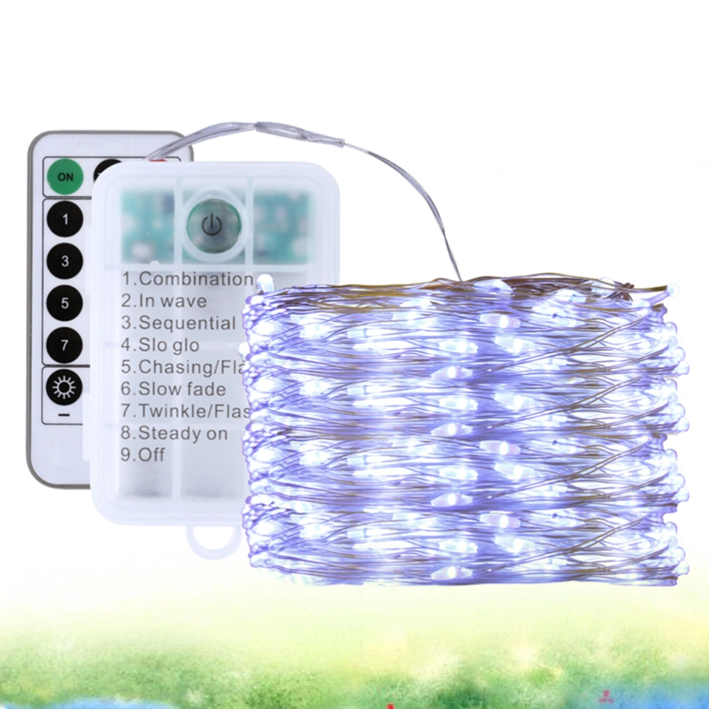 Waterproof Star Lights String Light Decor Party Copper Wire Lamp (White, 10m 100 Lamps, Battery Box Style, Remote Control, Without Battery)