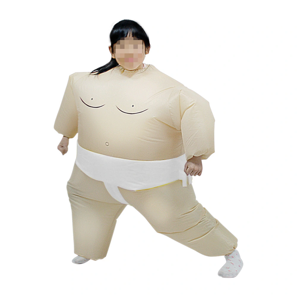 120-140cm Inflatable Children Sumo Wrestling Fancy Dress Costume Funny Wrestler Suits for Festival Party Performance Without Battery Size S Random Color