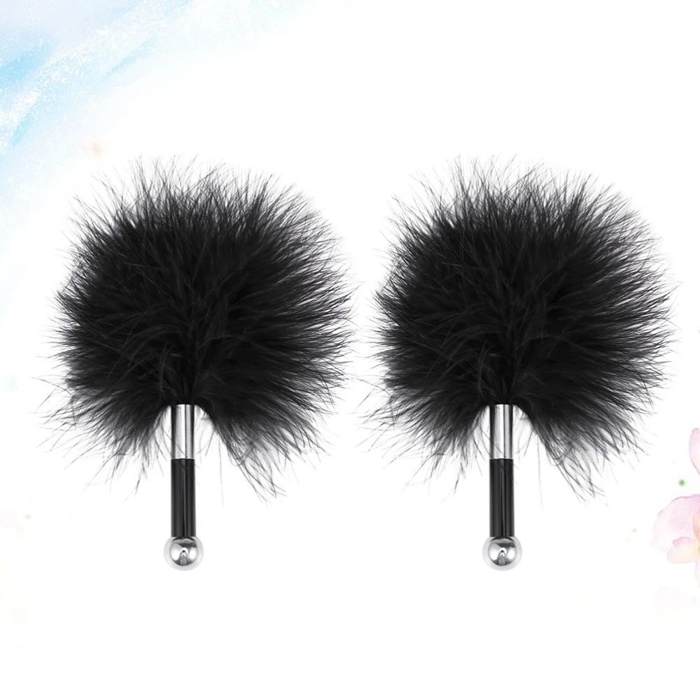 2pcs Funny Teasing Feather Tickler Love Flirting Toy Teasing Feather Wand Joyful Flirting Toy For Adults Couples Lovers (Black)