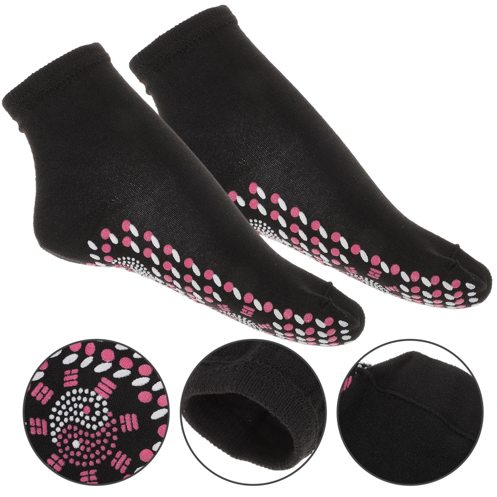 Self-heating Far Infrared Paded Cotton Socks Sock Foot Feet Massager Massage Padded Therapy Massaging Socks Foot(Black)