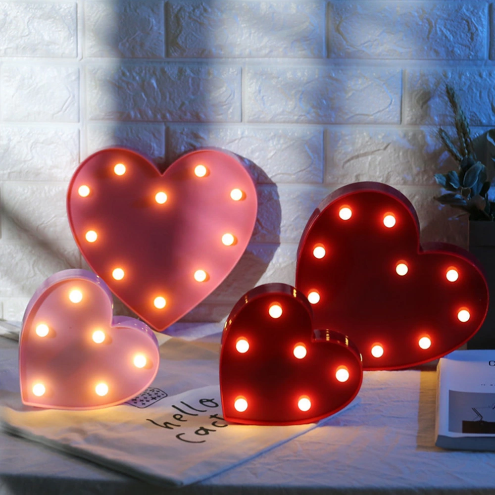 LED Love Heart Night Light Romantic Night Lamp for Valentine's Day Birthday Party Wedding Kids Room Decoration Size L (Pink)