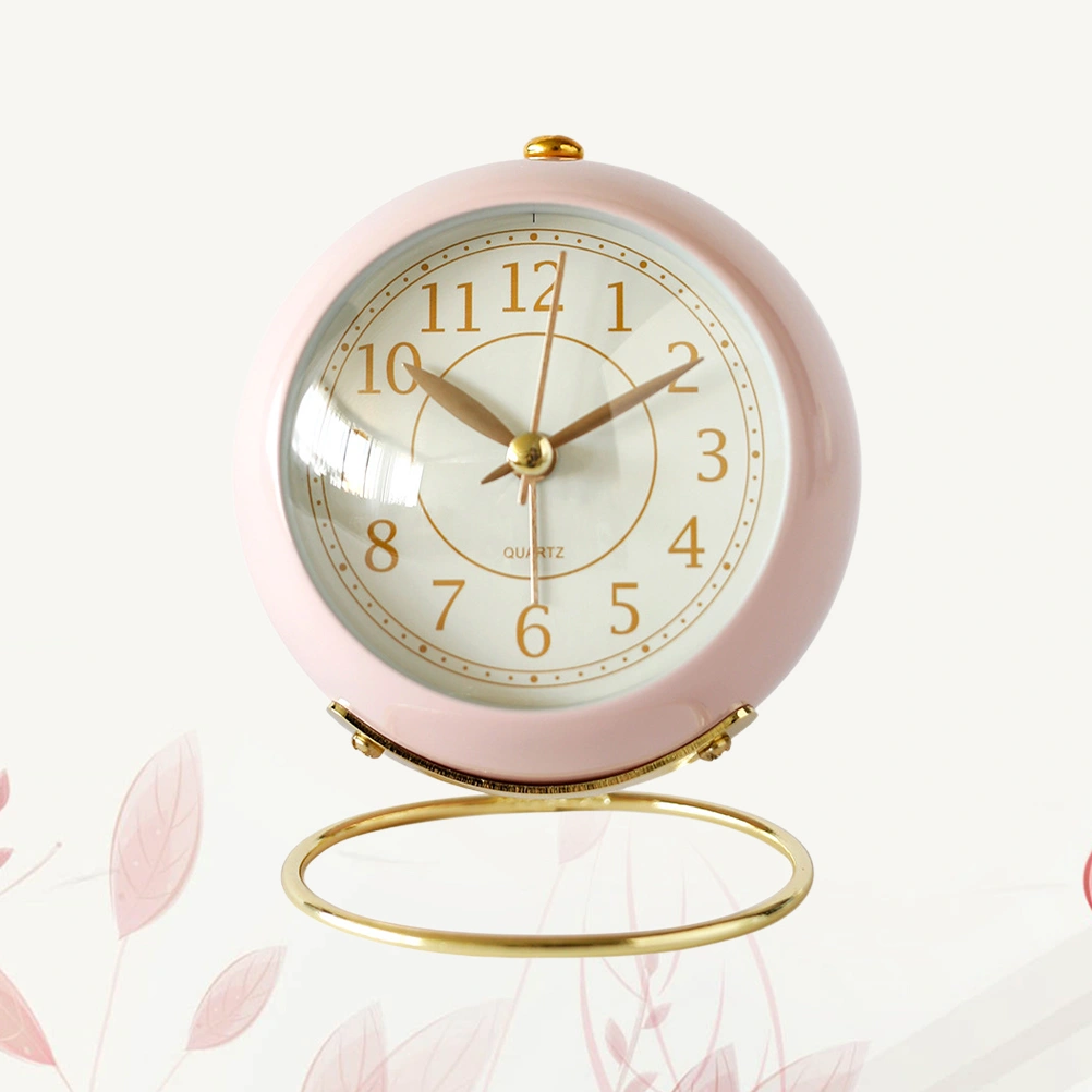 Creative Alarm Clock Bedside Desk Clock Luminous Table Clock Home Decoration without Battery Pink