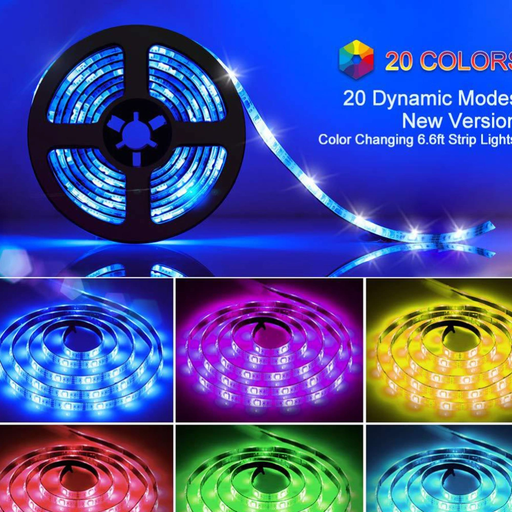 2 Rolls 5V LED Strip Light Kit Colorful LED Light Rope Waterproof Flexible String Lights without Battery (Manual Three Keys Model 1x0.5m + 1x1m)