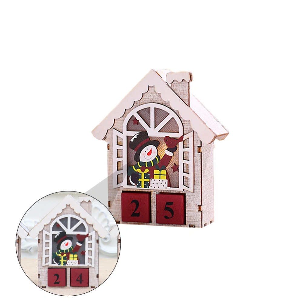 1Pc Wooden Countdown Calendar Stereo Christmas Calendar Ornament Without Battery