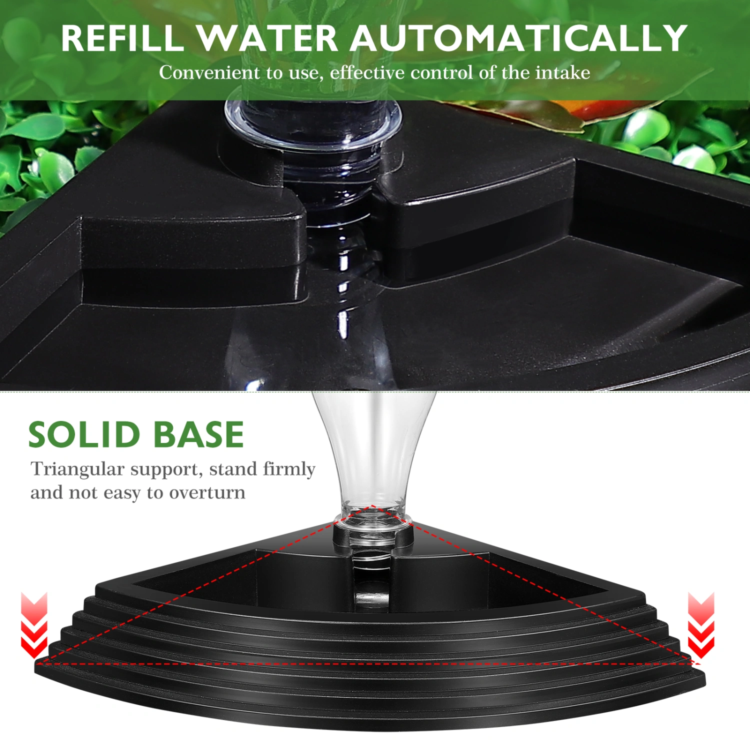 POPETPOP Reptile Water Dish Tortoise Water Bowl Automatic Feeder Dispenser for Tortoise Spider Lizard (Black)