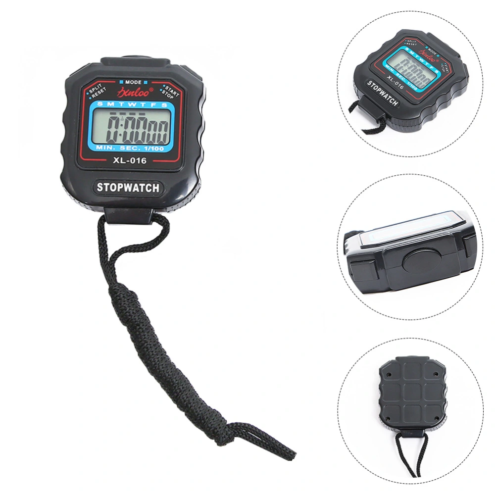 Shock-Resistant Digital Sports Stopwatch Large Display Referee Timer (Black)