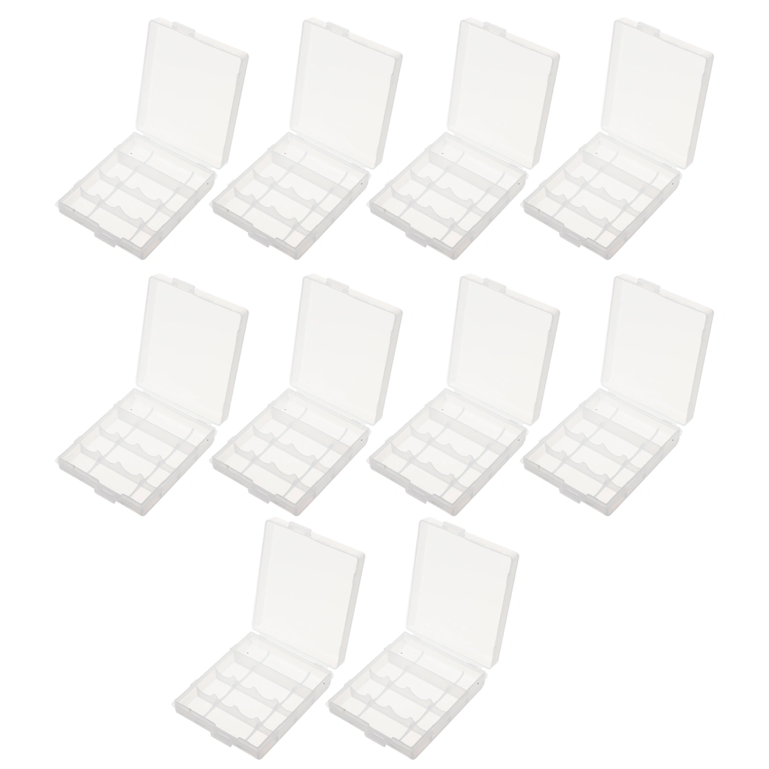 10pcs Portable Plastic Battery Case Clear Carry Case Holder AA/AAA Battery Storage Box (Transparent)