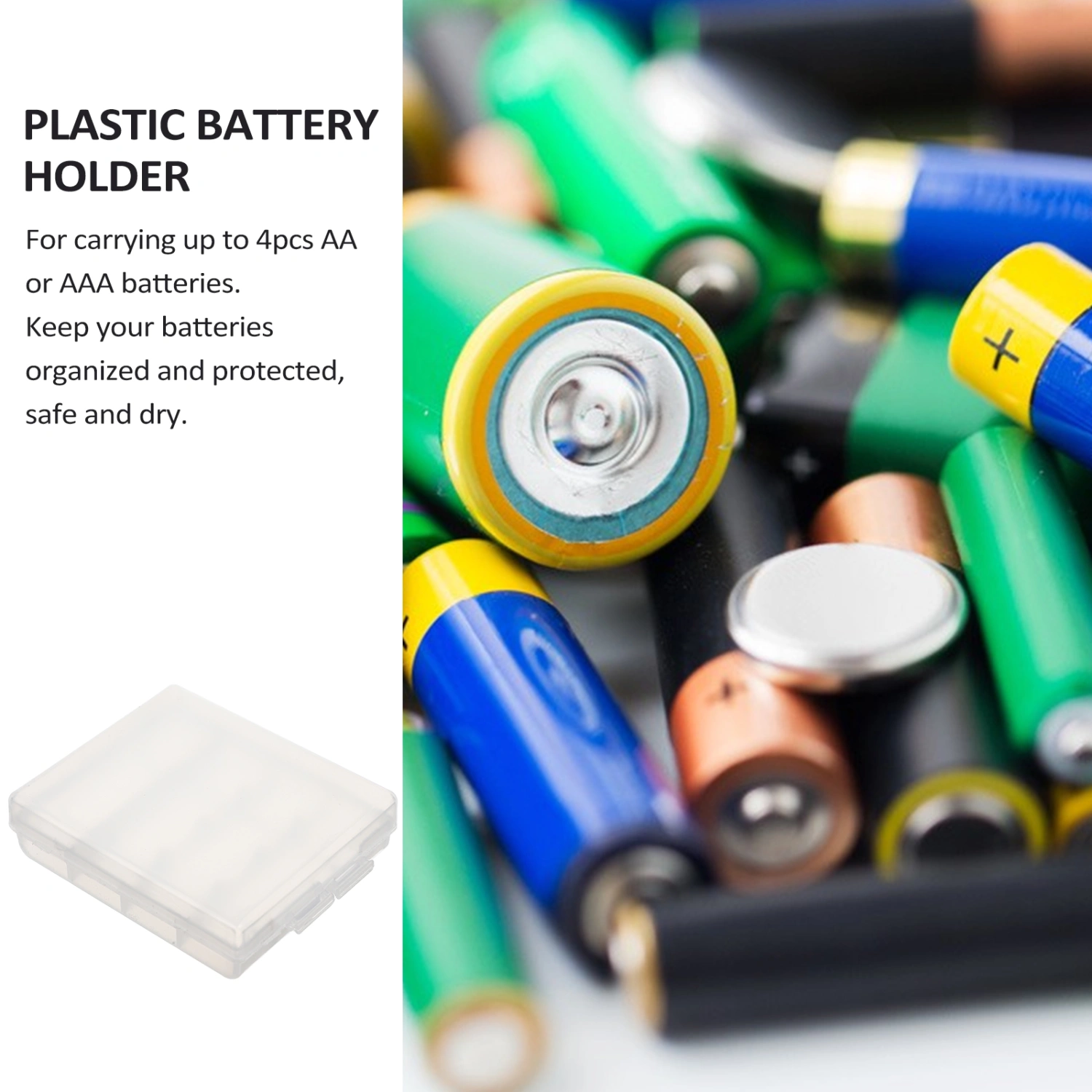 10pcs Portable Plastic Battery Case Clear Carry Case Holder AA/AAA Battery Storage Box (Transparent)