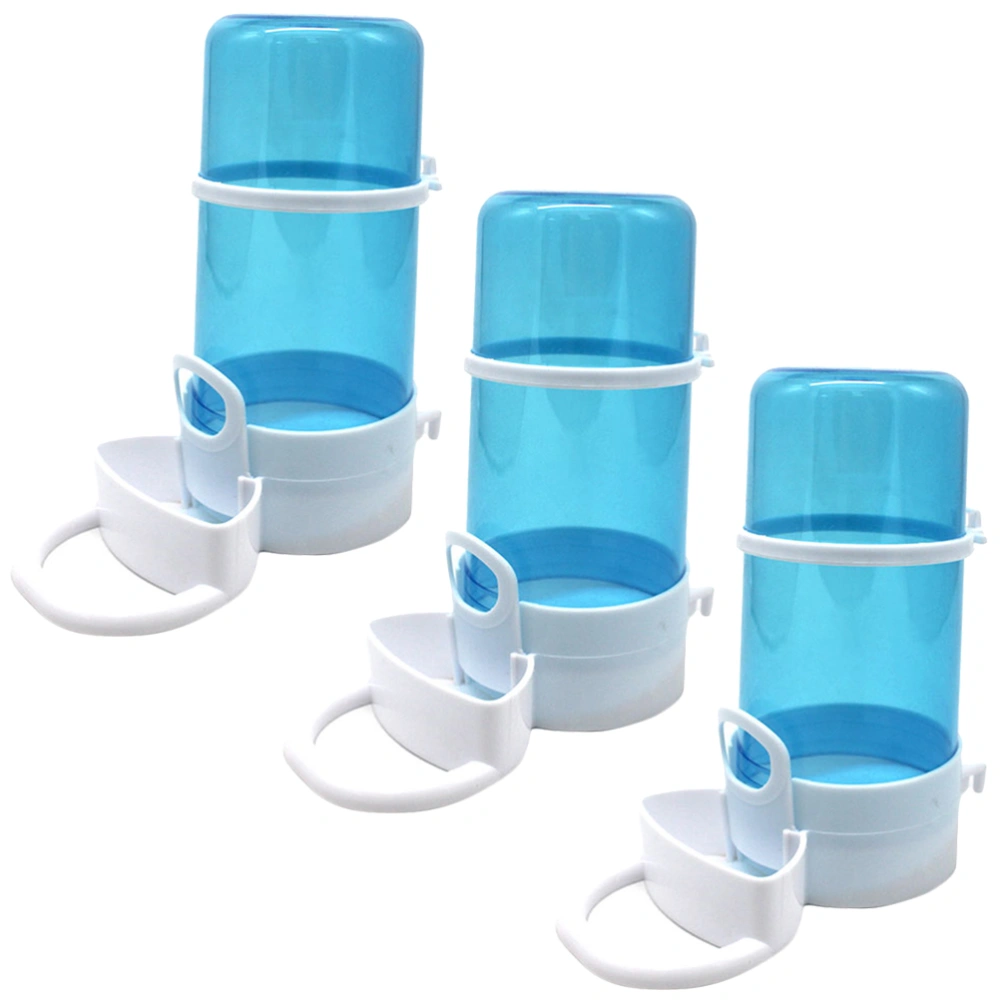 3pcs Food Dispenser Refillable Automatic Feeder Hut Hamster Food Holder Plastic Water Bowl for Squirrel Hedgehog Bird Pet (Sky Blue)