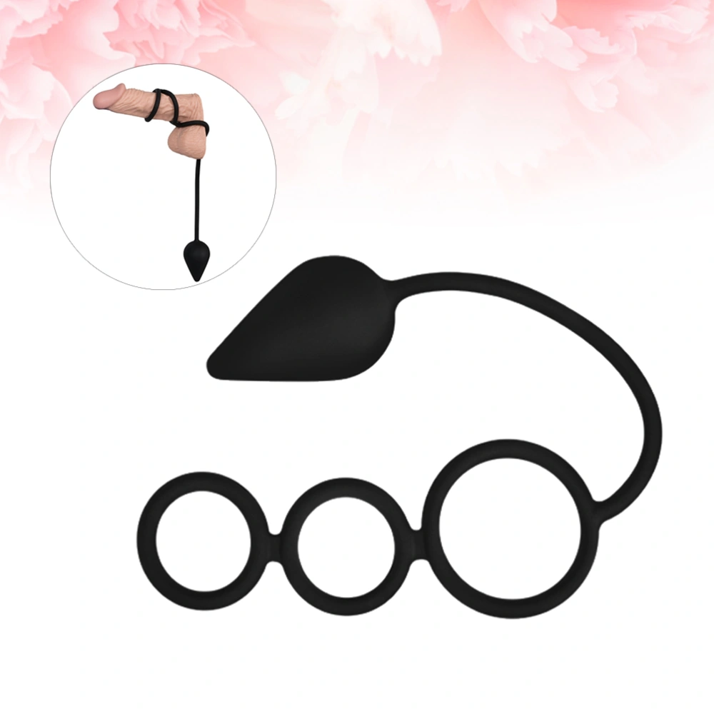 Butt Plug Prostate Massager Masturbation with Three Rings for Men Male (Black)