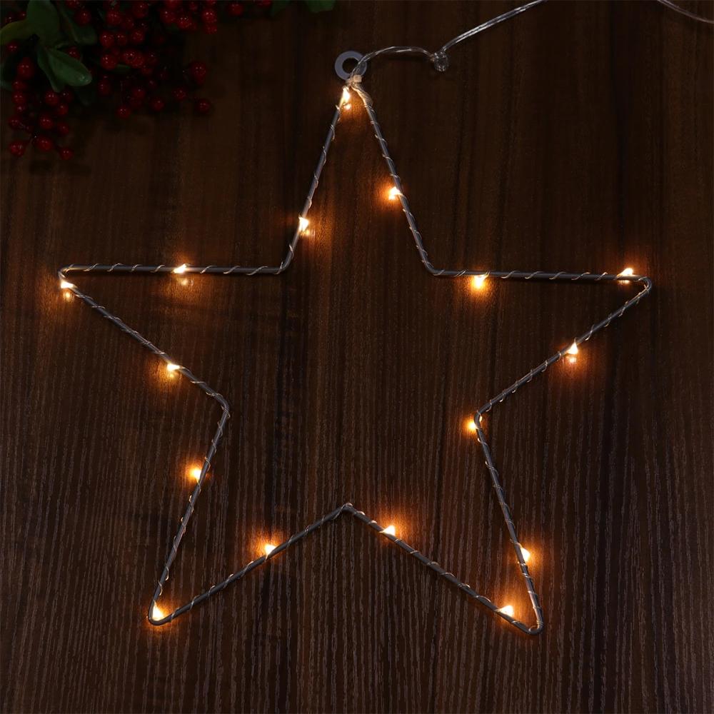 2Pcs Christmas LED Lights Copper Wire Lamps Creative Star Shape Lamps Party Decor for Home Bar Restaurant without Battery (Warm White)