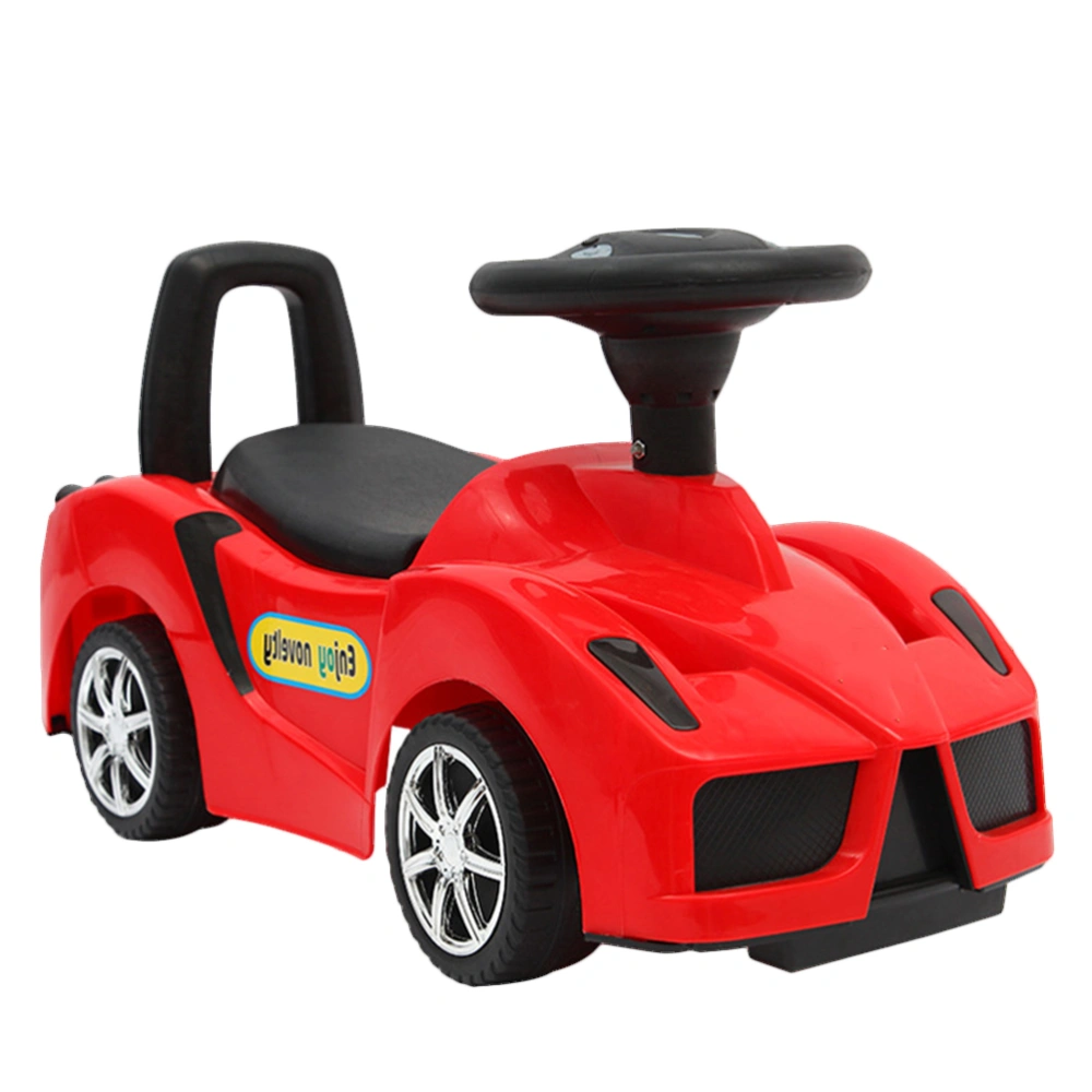 Baby Four Wheels Car Walker Ride-On Scooter Car Balance Stroller Toy (Red, without Battery， No Music)