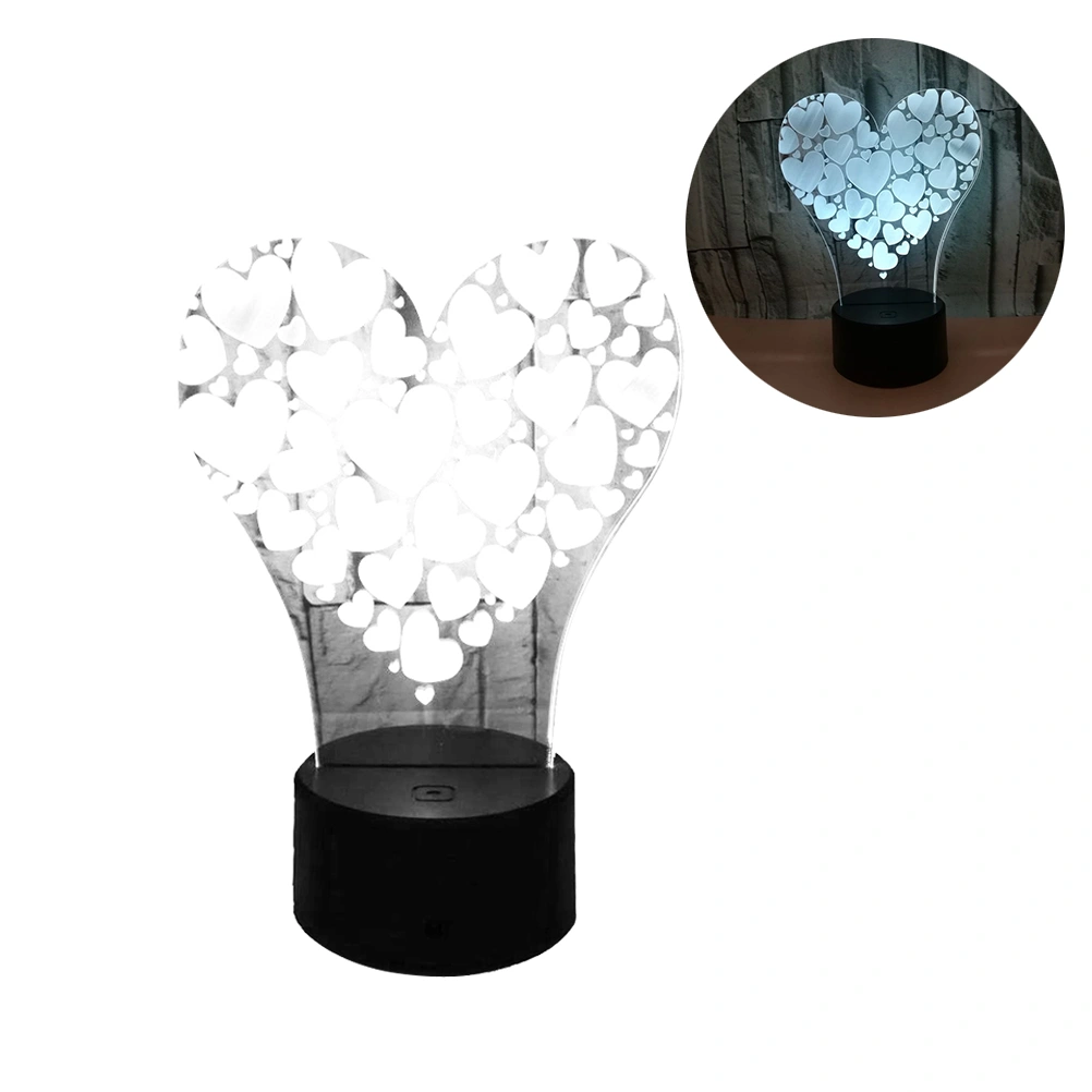 Touch Control Night Light 3D Heart Shape LED Night Light Acrylic 7 Colorful Gradient Atmosphere Table Lamp No Battery Included