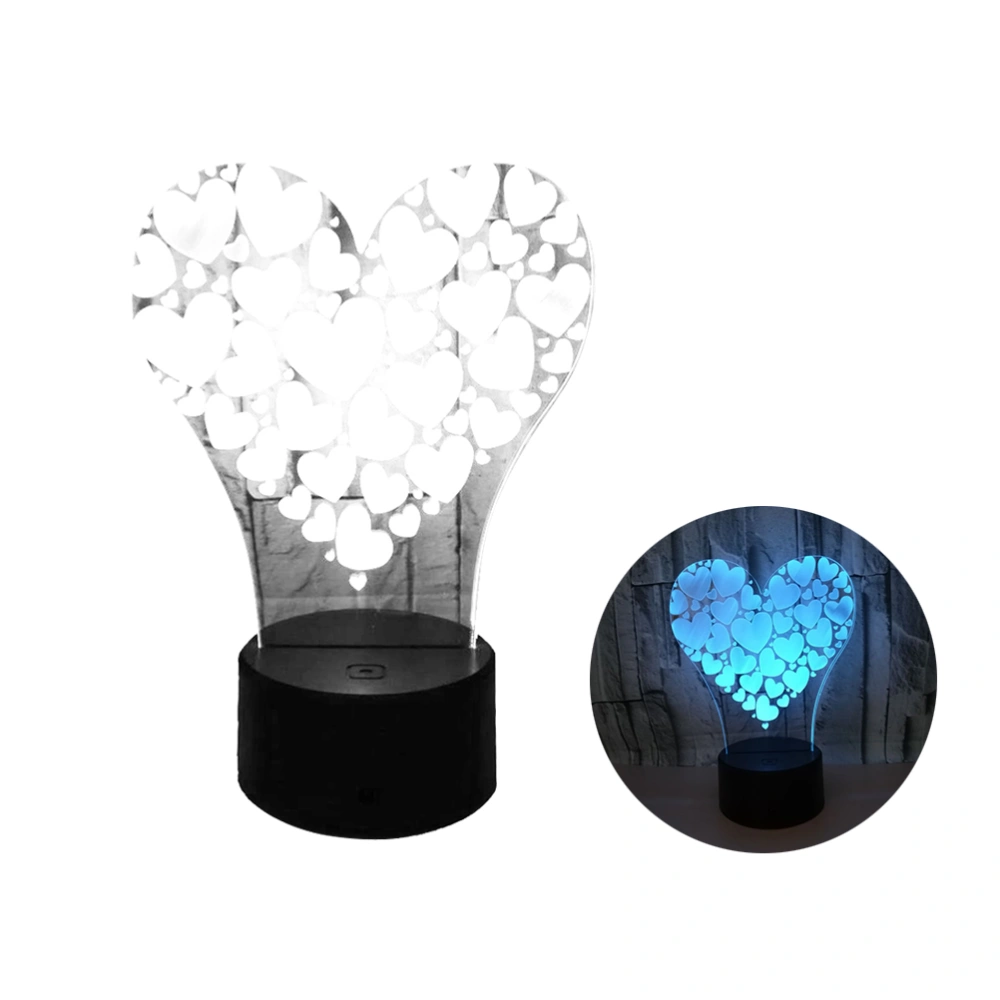 Touch Control Night Light 3D Heart Shape LED Night Light Acrylic 7 Colorful Gradient Atmosphere Table Lamp No Battery Included