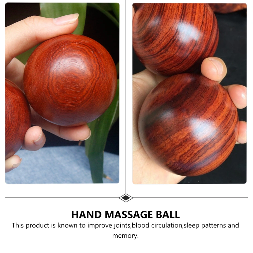 2Pcs Wooden Massage Balls Fitness Balls Hand Exercise Balls (5cm, Random Grain)