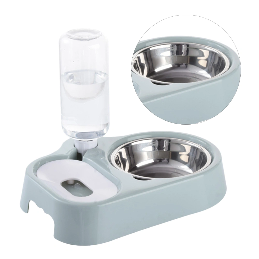 Pet Double Bowl Pet Water Feeder Food Feeding Bowl Drinking Bowl for Cat Dog (Blue)