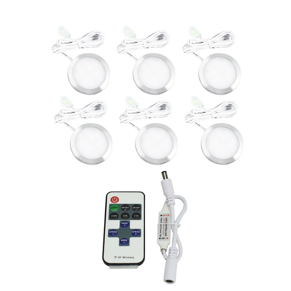 6pcs Wireless Cabinet LED Lights Set Brightness Adjustable Cupboard Accent Light-EU Plug(Warm White)