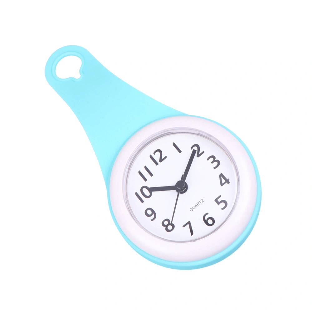 Waterproof Wall Clock Bathroom Mute Wall Clock Suction Cups Hanging Clock (Sky-blue without Battery)