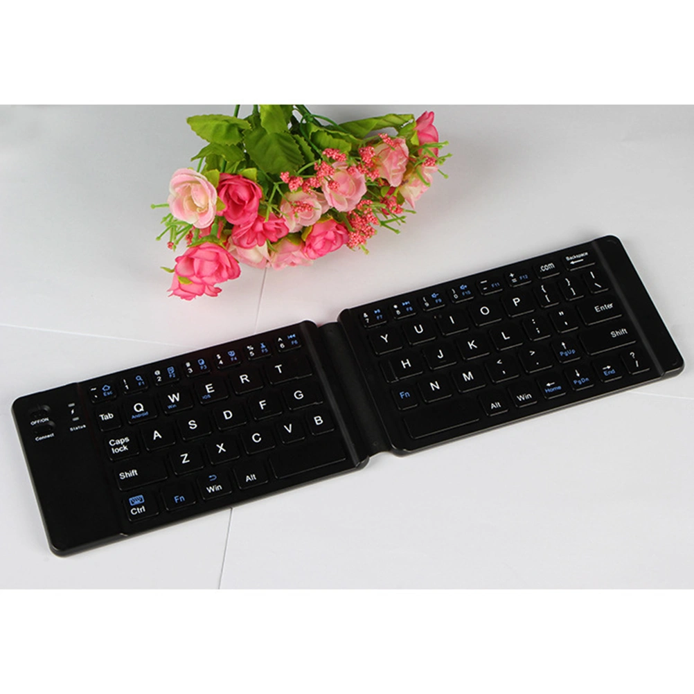 Mini Notebook Keyboard Foldable Tablet Keyboard Portable Mobile Phone Wireless Keyboard (Black)