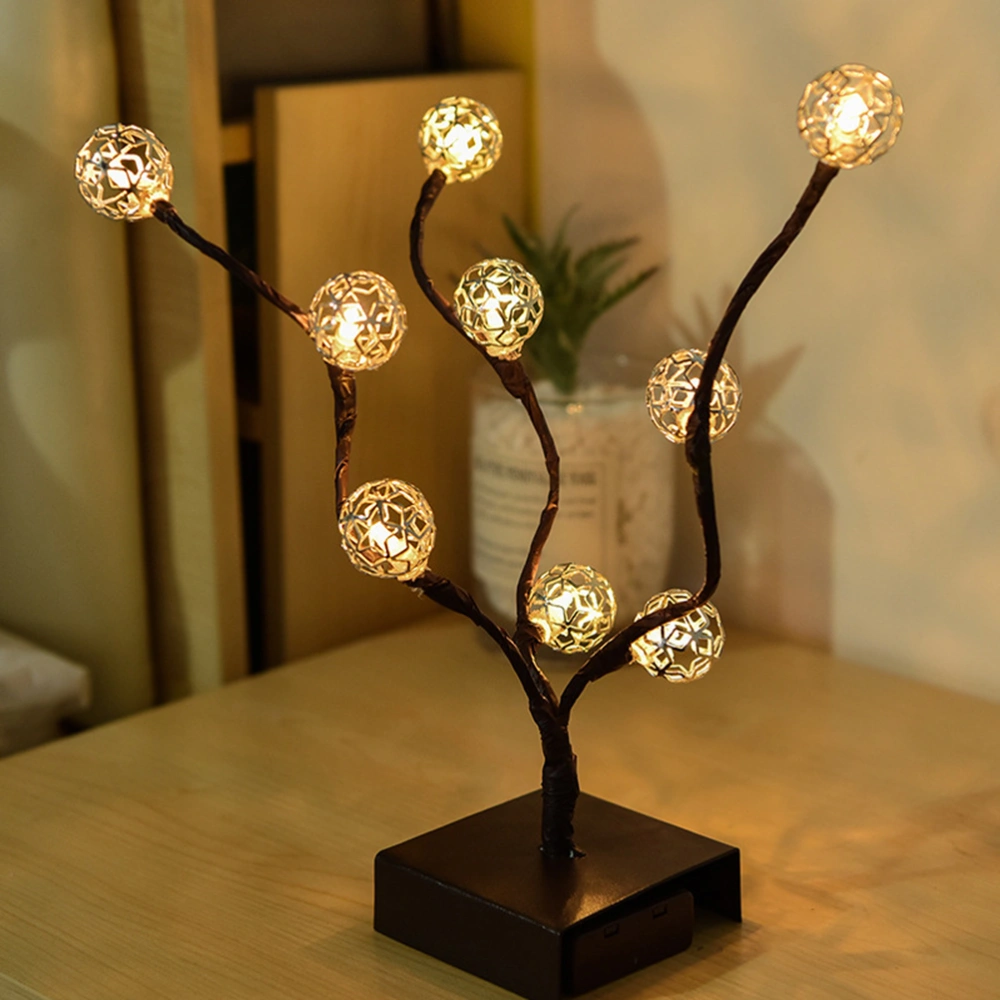 LED Round Tree Lamp Battery Operated Decorative Lights Decorative Tree Lights for Festive Bedroom Decoration Without Battery