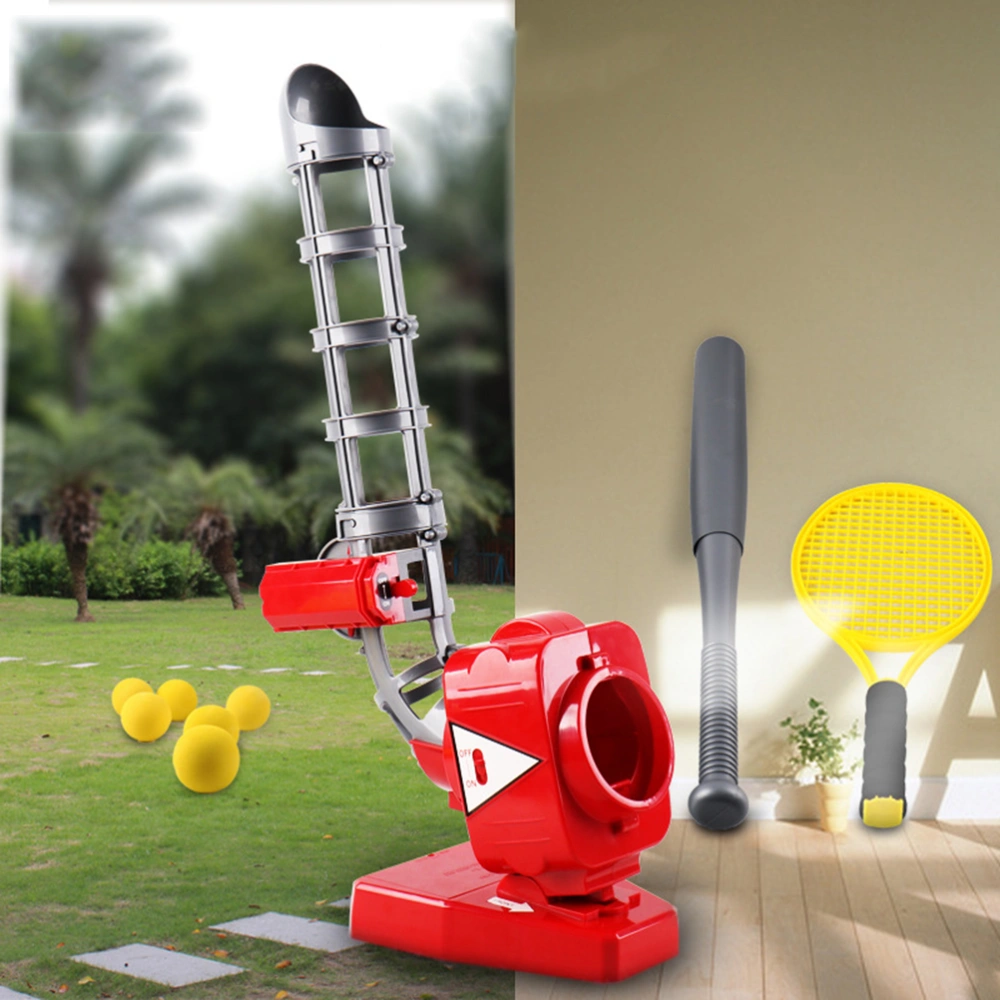 1pc Baseball Self-motion Pitching Machine Automatic Launcher Baseball Bat Toy Outdoor Baseball Trainer Practice Toy Without Battery (Red)