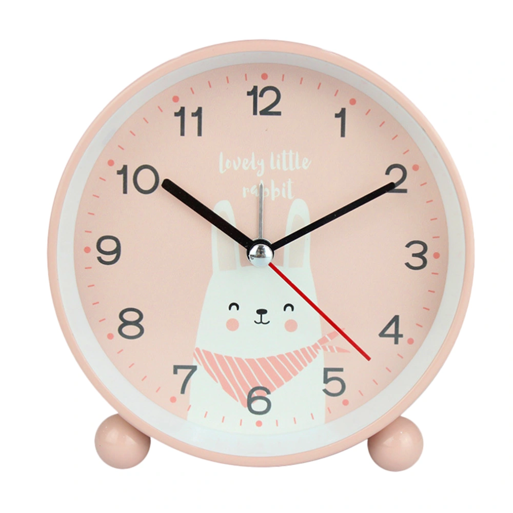 1pc 4.5inches Cartoon Animal Clock Silent Non-ticking Alarm Clock with Night Light for Home without Battery (Pink)