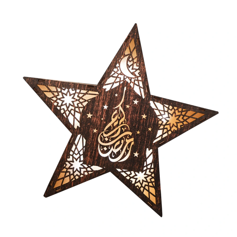 Wooden Star Shape Night Light Muslim Eid Wall Light LED Decorative Lamp Gifts for Home Party Festival (Medium)