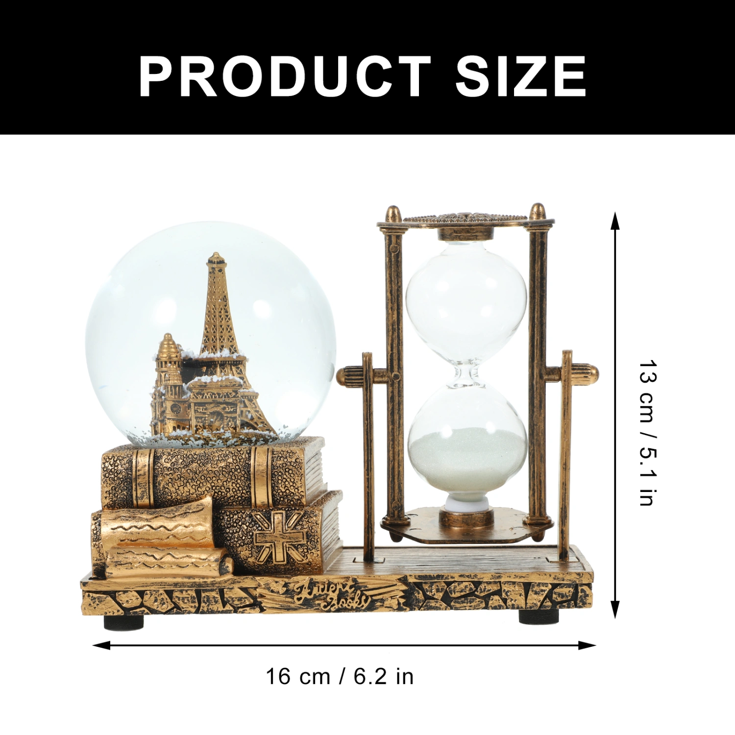 Vintage Desktop Decoration Resin Craft Music Crystal Ball With Sand Clock Table Centerpiece