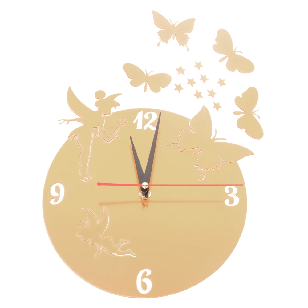 1PC European Style Wall Clock 3D Stereoscopic Decorative Clock Acrylic Number Hanging Clock Decor Mirror Wall Hanging Clock Creative Household Wall Clock for Home Office Without Battery Light Gold