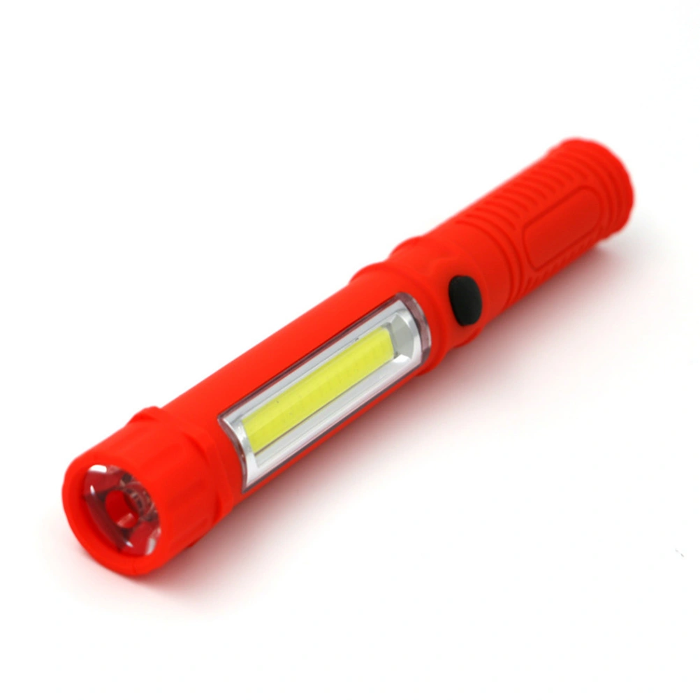 2pcs Mini Portable Lanterns Working Inspection Torches COB LED Multifunction Maintenance Flashlight Magnetic Base No Battery (1 Black and 1 Red)