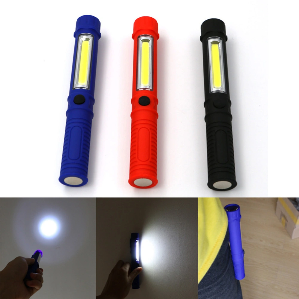 2pcs Mini Portable Lanterns Working Inspection Torches COB LED Multifunction Maintenance Flashlight Magnetic Base No Battery (1 Black and 1 Red)