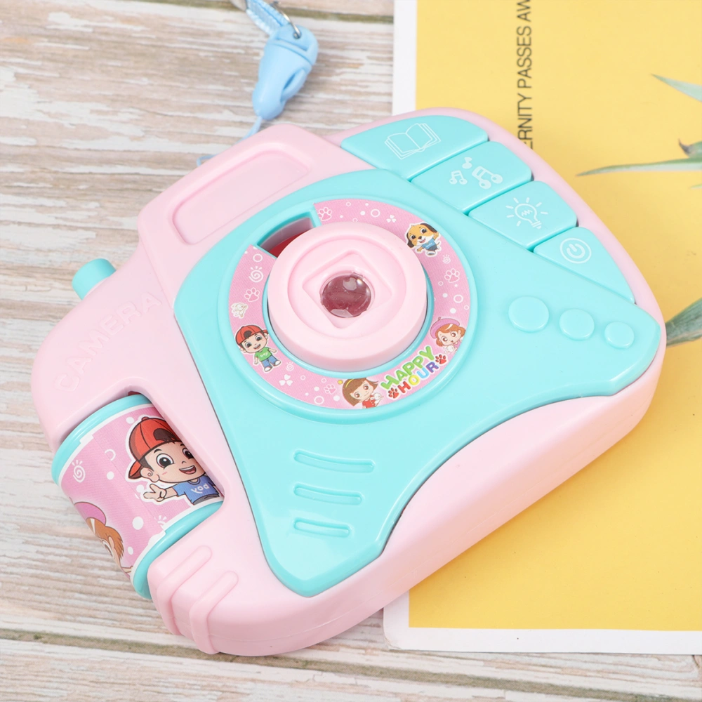 1PC Imitation Camera Toy Cartoon Projection Camera Toy Early Education Camera Toy Mini Light Music Camera Toy for Kids Child Playing Without Battery with Hanging Rope Pink