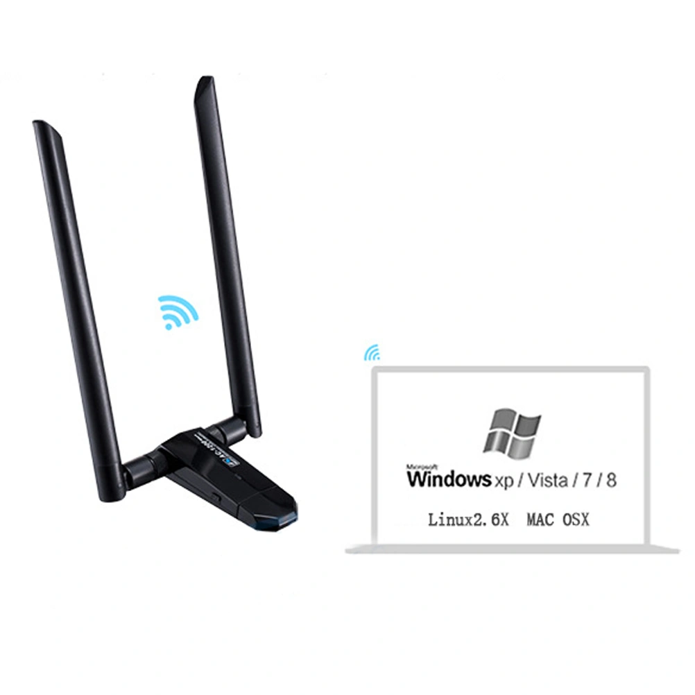 1200Mbps Wireless USB Wifi Adapter Dual Band 2.4G/5.8G USB Laptop Network Adapters 100M Long Range for Win10/8.1/8/7/XP OS 10.4-10.12 Linux