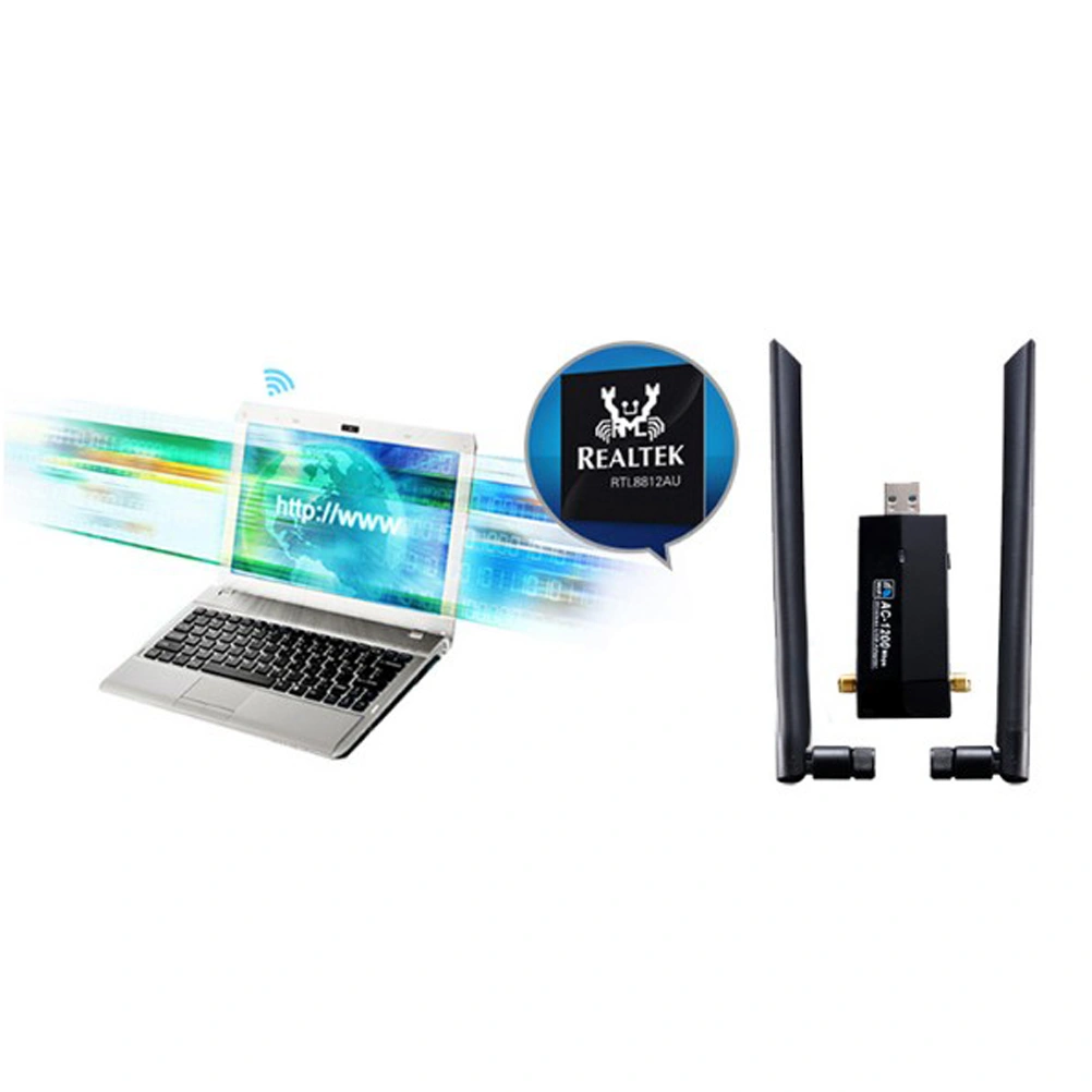 1200Mbps Wireless USB Wifi Adapter Dual Band 2.4G/5.8G USB Laptop Network Adapters 100M Long Range for Win10/8.1/8/7/XP OS 10.4-10.12 Linux