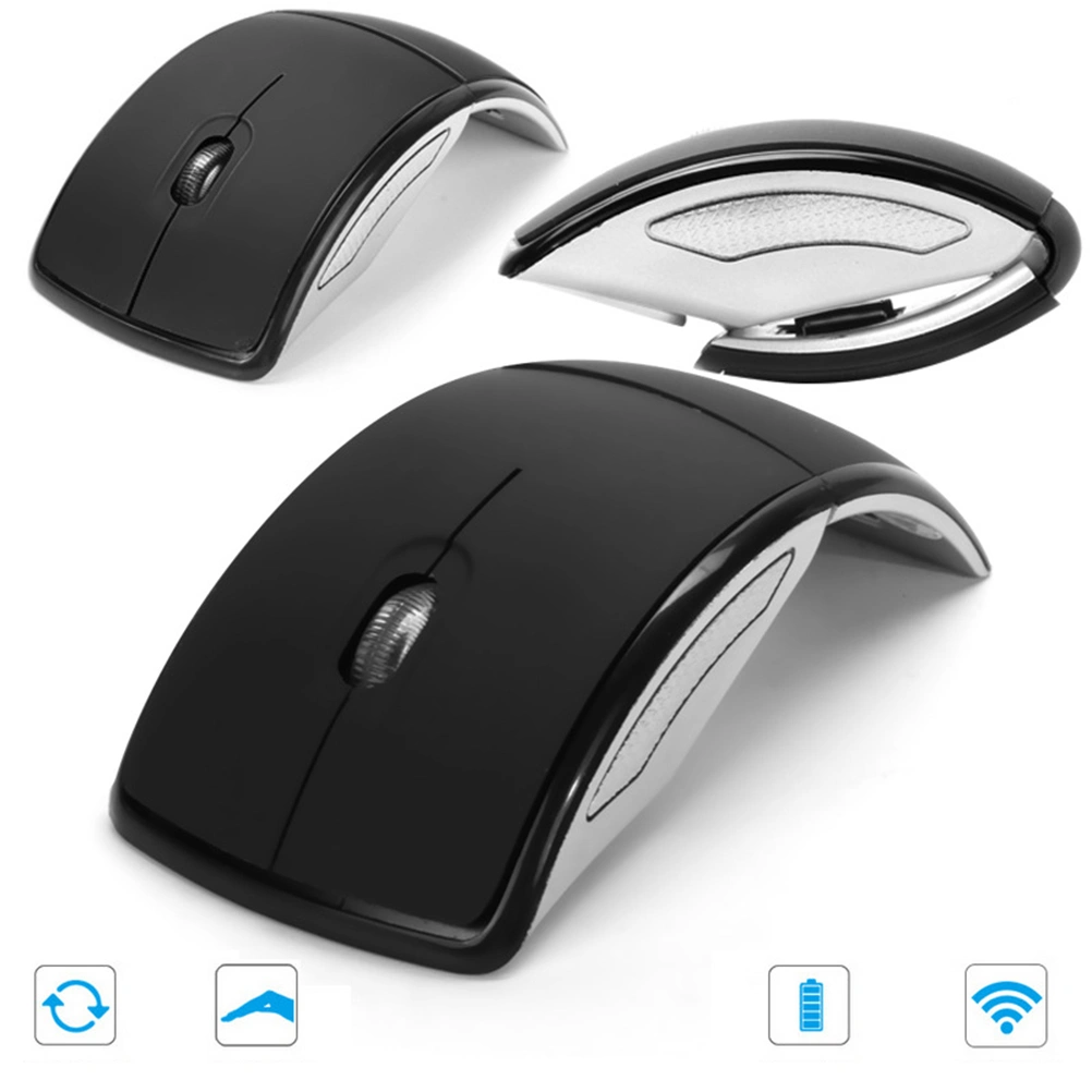 Wireless Mouse Foldeble Computer Mouse Portable Mouse Thin Laptop Mouse Lightweight Touch Mouse for Home (Black)