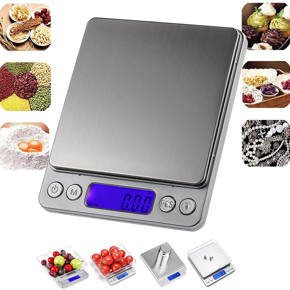Digital Kitchen Scale Stainless Steel Weight Balance Scale 3kg/0.1g Kitchen Food Scale with Backlit Display