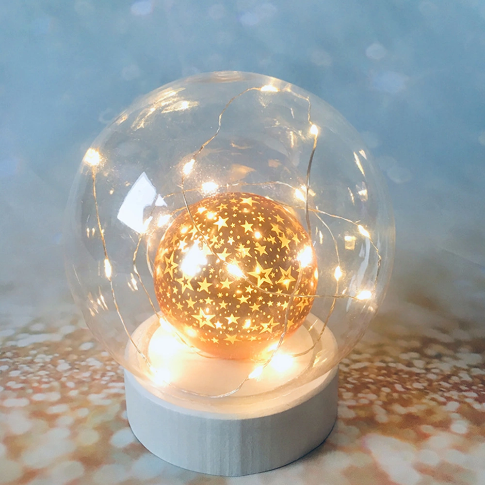 Christmas Party LED Glass Ball Lamp Round Copper Wire Light Desktop Ornament without Batteries for Bedroom Home