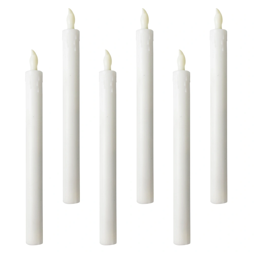 6pcs Electronic Long Candle Lights LED Simulation Candles Decorative Lamps Party Supplies (Warm White)