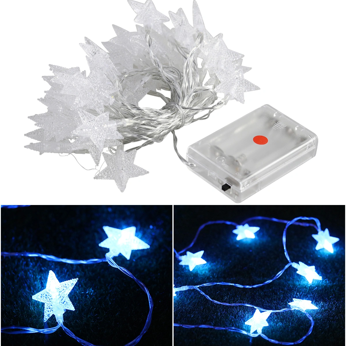 6m 40 LED Star String Lights Battery Operated for Christmas Tree Home Wedding Party Decoration (Blue Light)